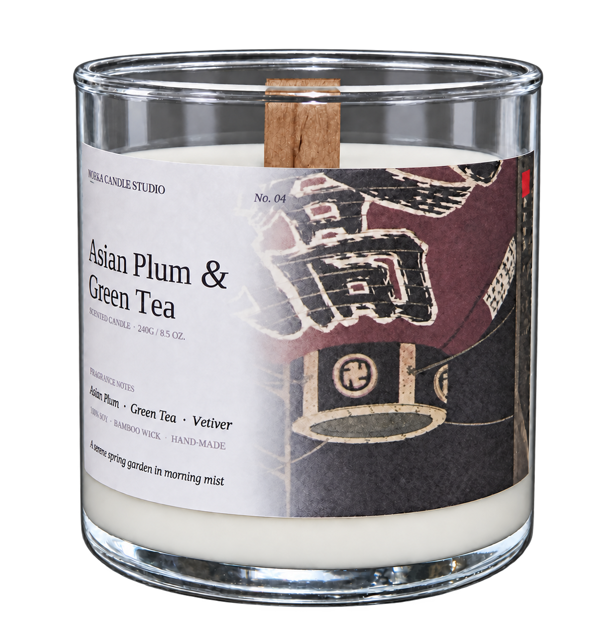 Photographed Meiya Asian Plum and Green Tea candle